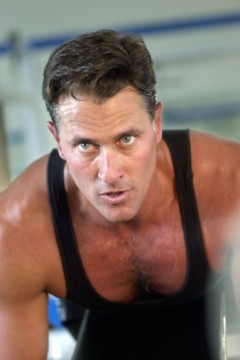 Man exercising intensely